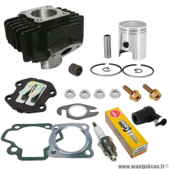 Pack kit cylindre fonte avec piston, joints, cage à aiguille, clapet, écrou et bougie avec antiparasite pour moto Yamaha PW50/Y-zingler après 1981* Offre spéciale !