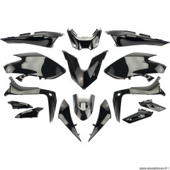 Kit carrosserie 15 pièces pour maxi-scooter yamaha t-max 530cc 2017-2019 sx / dx couleur noir brillant