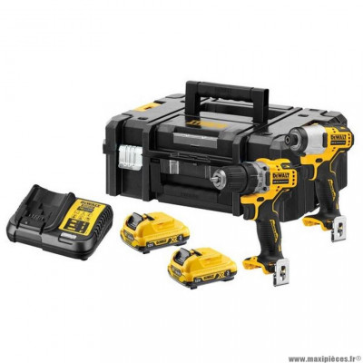 Kit 2 outils xr 12v 3ah li-ion dewalt (perceuse visseuse + visseuse achocs)