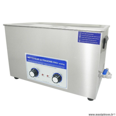 Nettoyeur-bac ultrasons professionnel analogique 30l 600 watts avec vanne de vidange (500x300x200mm) -spécial rampe de carbus- (qualité premium)