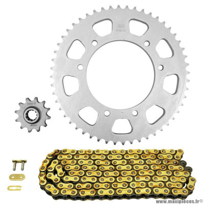 Kit chaine pour 50 à boite gas gas 50 rookie sm 2001-2005 420 12x52 (diamètre couronne 105-125-8.5) (démultiplication origine) marque Afam