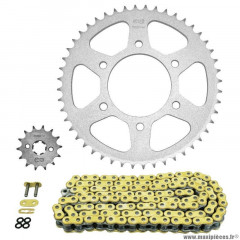 Kit chaine pour moto yamaha 125 yzf r 2008-2016, yzf r abs 2015-2018 428 14x48 (diamètre couronne 76-100-8.5) (démultiplication origine) marque Afam