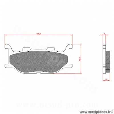 Plaquette de frein brenta BR3019 Homologuée ECE R90 pour YAMAHA MAJESTY 250 cc, MAJESTY 400 cc, T-MAX 500 cc, MBK SKYLINER 250 cc, SKYLINER 400 cc