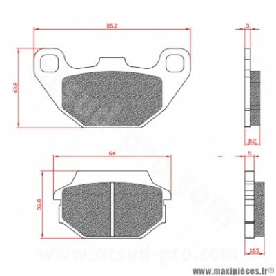 Plaquette de frein Brenta BR3049 Homologuée ECE R90 pour Maxi Scooter KYMCO AGILITY R16 125 cc, PEOPLE 125 cc, SUPER 8 125 cc, SYM JOYRIDE 125 cc, HD 125 cc