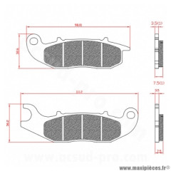 Plaquette de frein Brenta BR3162 homologuée ECE R90 pour Scooter 50cc, Maxi Scooter, Moto PIAGGIO, DERBI, HONDA