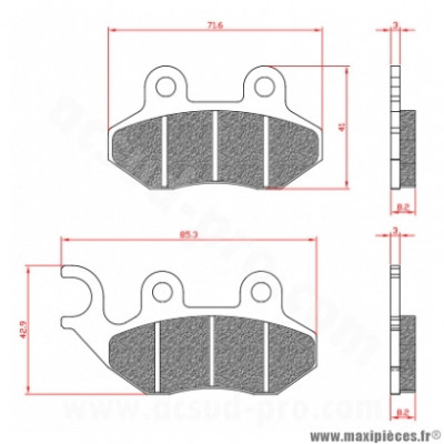 Plaquette de frein brenta BR3099 Homologuée ECE R90 pour SYM FIDDLE 125 cc, JET 4 125 cc, ORBIT 125 cc, PEUGEOT TWEET 50cc, TWEET 125 cc