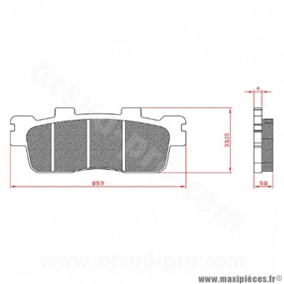 Plaquette de frein Brenta BR3103 arrière (homologuée ECE R90) pour Maxi Scooter KYMCO, KAWASAKI