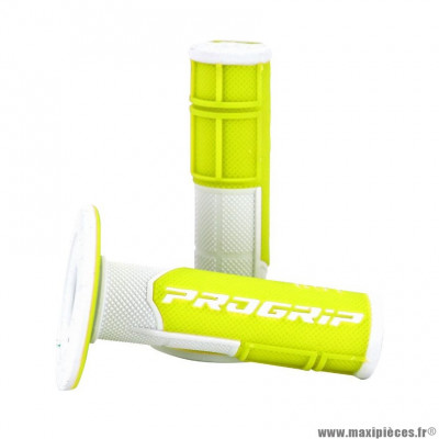 Revêtement Poignée ProGrip 801 Off Road Double Densité Fluo Design Blanc/Jaune Fluo Closed End 115mm