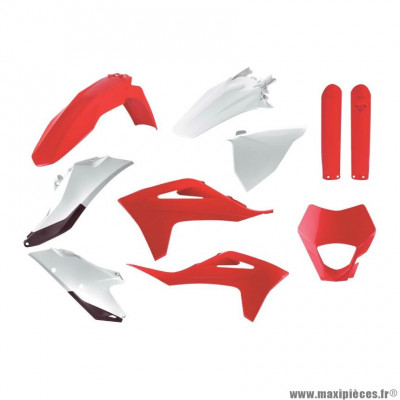 Carrosserie/Carenage Enduro Polisport Rouge/Blanc 2021> (couleur OEM) (Kit plastiques 10 pièces) pour Moto GAS-GAS EC F 350 cc, EC 250 cc, EC 300 cc, EC F 250 cc