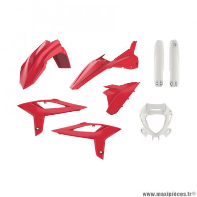 Carrosserie/Carenage Polisport Rouge/Blanc 2020 Kit Plastiques 8 pièces pour Moto BETA RR 125 cc, RR 200 cc, RR 2T 250 cc, RR 300 cc, RR 350 cc, RR 390 cc, RR 430 cc, RR 480 cc