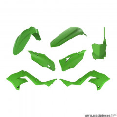 Kit plastiques Polisport Carrosserie/Carenage MX Restyling Kawa 2003>2008 couleur OEM vert 7 pièces pour Moto KAWASAKI KX 125 cc, KX 250 cc