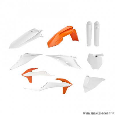 Carrosserie/Carenage Polisport MX Orange KTM/Blanc 2019> Kit Plastiques 10 pieces pour Moto, Quad KTM