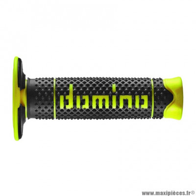 Revetement Poignée Domino A260 Off Road Noir/Jaune Fluo Closed End 120mm