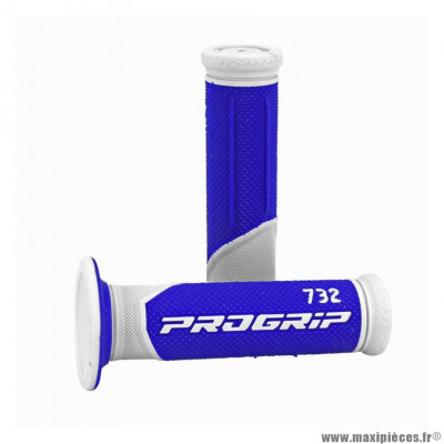 Revetement poignée scoot ProGrip 732 on road double densité blanc/bleu closed end 125mm