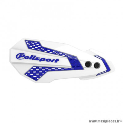 Protège main moto MX Flow Polisport blanc/bleu version ouverte