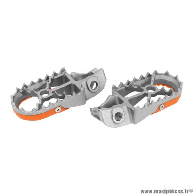 Repose-pied/cale pied avant Off Road Buzzetti acier argent/orange pour Moto, Quad KTM