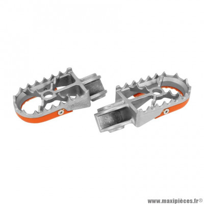 Repose-pied/cale pied avant Off Road Buzzetti acier argent/orange pour Moto KTM