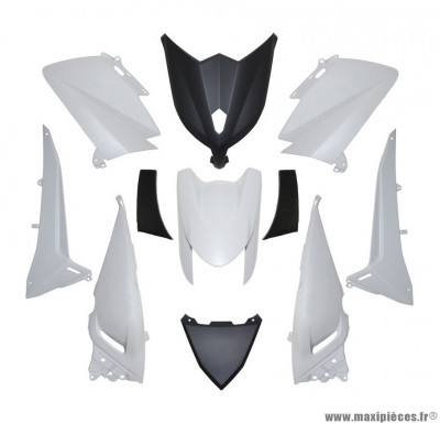 Kit 11 pièces carénage blanc brillant pour maxi scooter 530cc yamaha tmax après 2012