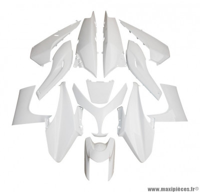 Kit 13 pièces carénage blanc brillant pour maxi scooter 500cc yamaha tmax 2008>2011