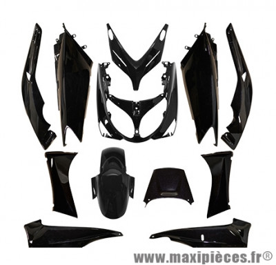 Kit 12 pièces carénage noir brillant pour maxi scooter 500cc yamaha tmax 2001>2007