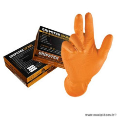 Boite de 50 gants d'atelier jetable taille S couleur orange - Nitrile haute resistance